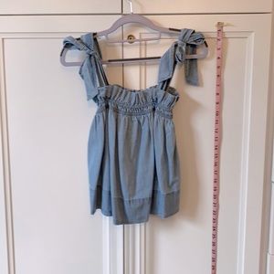 Express blue Jean tie shoulder top size XXS